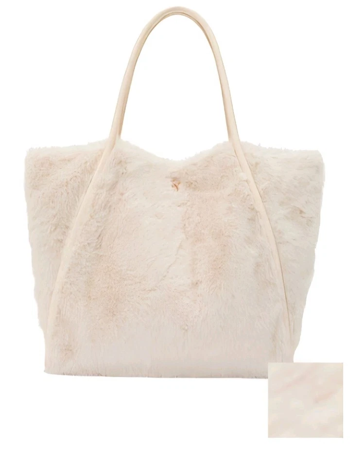 BOLSO DE MANO NUEVO CON ETIQUETAS VICTORIA'S SECRET MARFIL PIEL SINTÉTICA DORADO VS LOGO DIFUSO Foto 2 de 3