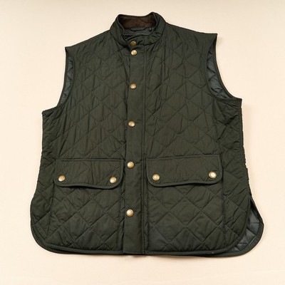 Barbour Vest Lowerdale Olive Green Quilted  Jacket Zip Snap Mens Sz XXL