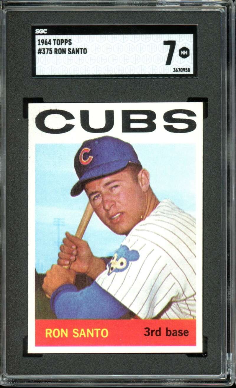 1964 Topps #375 Ron Santo Cubs HOF SGC 7 NM Near Mint