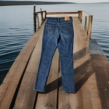 Levis 721 Jeans Womens 29 Blue High Rise Skinny Distressed Stretch Pants 29x28