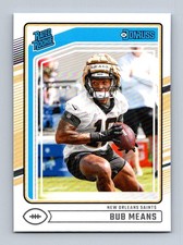 #362 2024 Donruss Rated Rookie BASE Bub Means RC Saints