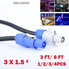 1-4x 16AWG Stage Lighting Fixture PowerCon-Compatible Power-Through Blue Cable