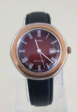 Raro Orologio Timex Marlin Uomo Meccanico Timex Marlin Con Data Quadrante Rosso Funzionante.