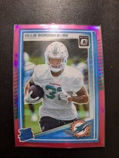 2025 Panini Donruss Rated Rookie Optic Pink Prizm Ollie Gordon II #394 Dolphins