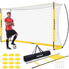 Soccer Goal 12x6 ft Soccer Net for Backyard with Agility Ladder, 12 Soccer Cones