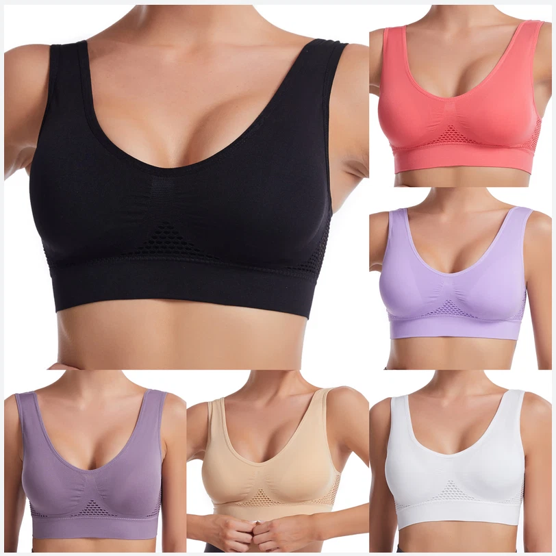 Paquete de 3/6 sujetadores deportivos sin costuras inalámbricos soporte de peso tanque deportes yoga sujetador para dormir Foto 2 de 4