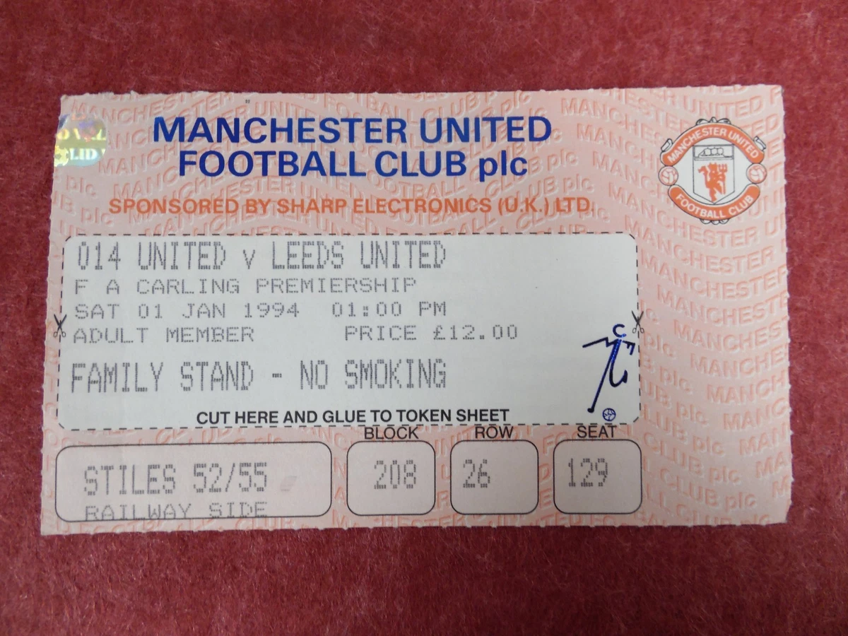Manchester United Football League Fixture Tickets & Stubs (1992