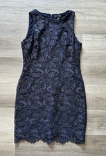 Lauren Ralph Lauren Navy Blue Lace Sleeveless Sheath Cocktail Dress Size 12