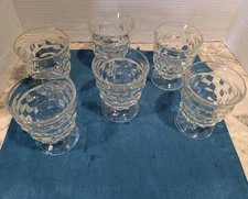 Vintage (6) INDIANA GLASS WHITEHALL Colony CUBIST Juice Glasses Clear Set G1008