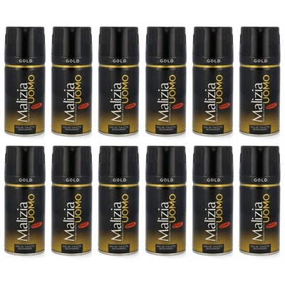 MALIZIA UOMO GOLD deodorant EdT 12x 150ml deo deospray body spray