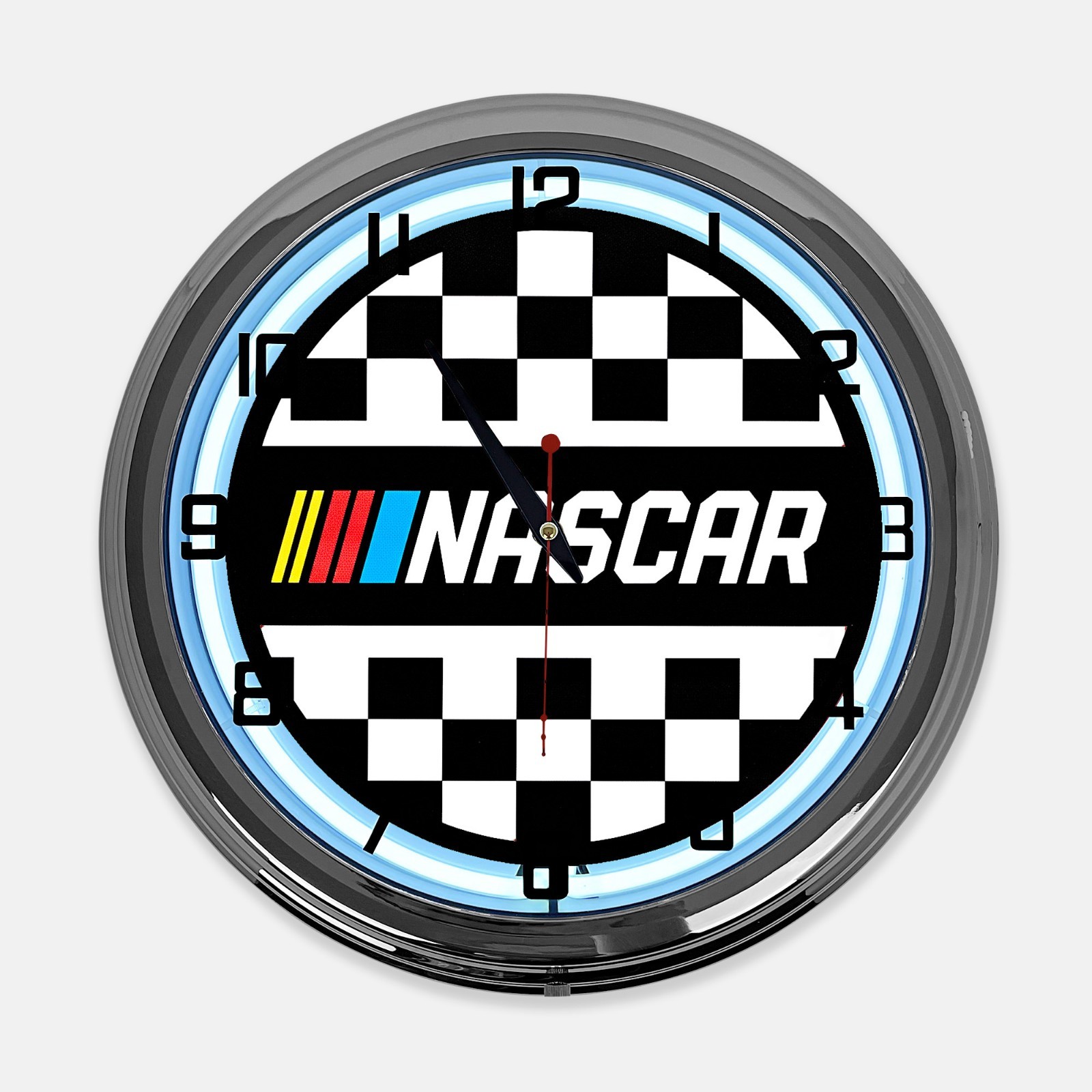 18 Nascar Metal Sign Designed White Neon Clock