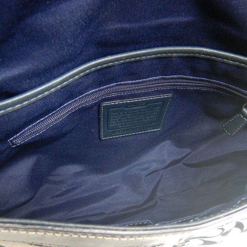 COACH Shoulder bag Signature F13739 Canvas/ Leather Navy Gray OUTLET/252857 - Picture 8 of 10