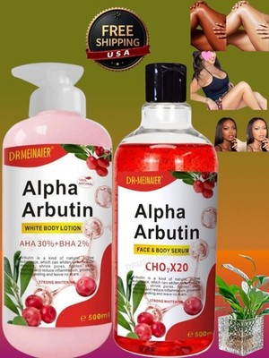 Alpha Arbutin Face/Body Lotion+ Serum Skin Brightenings, 500ml/ea USA Stock  