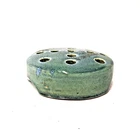 Weller Pottery Flower Frog Blue Green Matte Glaze Arts Crafts Floral Holder