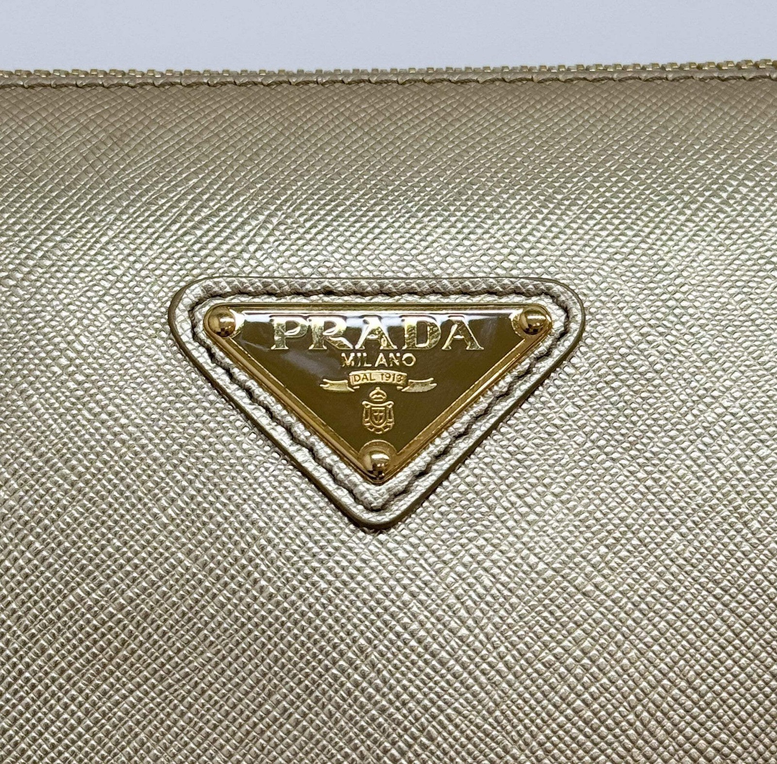 PRADA Triangle Gold Leather Two Way Bag thumbnail 15
