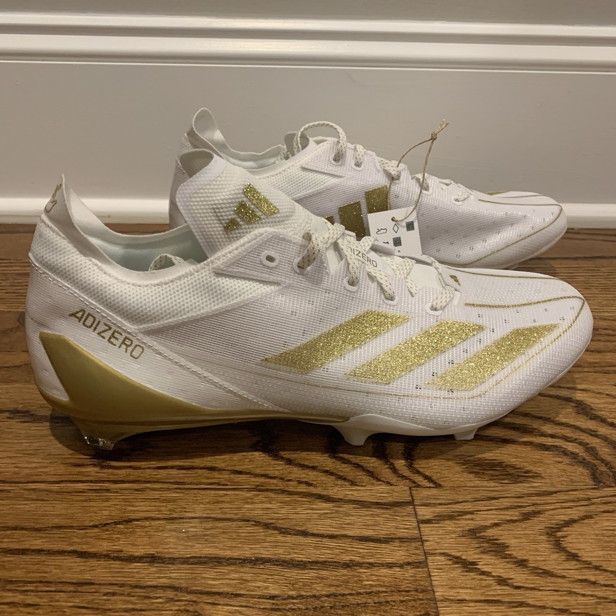Adidas Adizero Electric Men\'s Size 12.5 White Gold Football Cleats IE4381 New Adidas Adizero Electric White Gold Football Cleats IE4381  main image 2