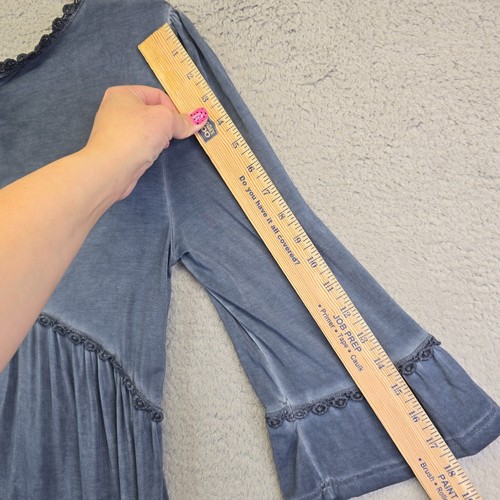POL Top Womens S Gray Boho Peasant Fairy Grunge Shirt Cottagecore Romantic - Picture 10 of 15