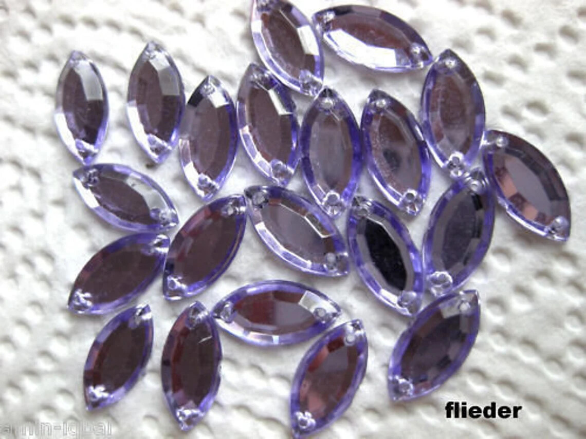 Strasssteine Zum Aufnähen – 7x15 Mm, Glas Mit Goldener Fassung, 50 Stück In Hellgrün