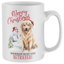 Funny Golden Retriever Christmas Mug Merry from Rudolph the Red Nosed Dog Own...