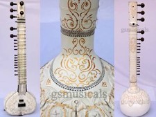 Sitar Golden Leaf handgefertigt Weißgold Finish Dual Pickup Tun Holz GSM063