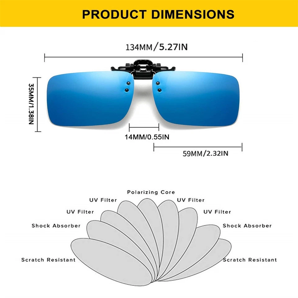 Photochromic Polarised Clip On Flip Sunglasses Pilot Polarized Fishing Eyewear - image 2 of 4