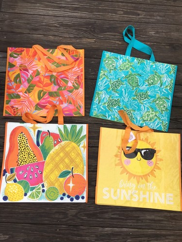 LOT of 4 Pk 🐢TJX Happy HAWAIIAN BLUE SEA Beach Shopping Bags Reusable Totes