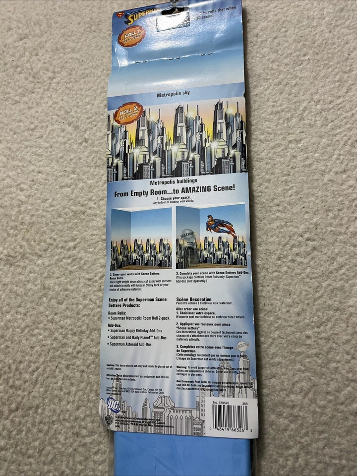 Superman DC SCENE SETTER Sala de Fiesta Rollo Suministros Decoración Skyline NUEVO 8 Pies Foto 4 de 4