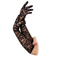 Damen Handschuhe Schwarz Spitze Langarm Gothic Halloween KostüM Wicked Costumes