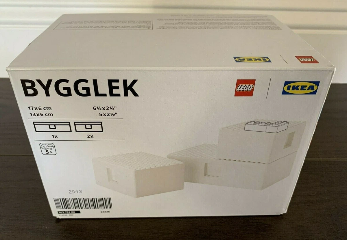 BYGGLEK LEGO® box with lid, set of 3, white - IKEA