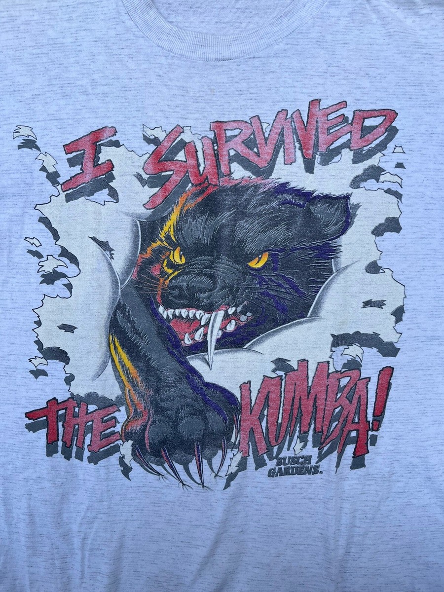 Vintage Busch Gardens I Survived The Kumba T-Shirt Roller Coaster