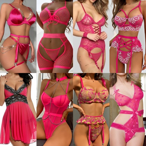 Rose Red Women's Sexy Lingerie Lace Babydoll Dress Nightwear Chemise Pajamas Set - 第 1/69 張圖片