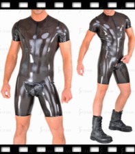 Latex Leotard for Men Neck Entry No Zip Codpiece Tracksuit Customize 0.4mm K14
