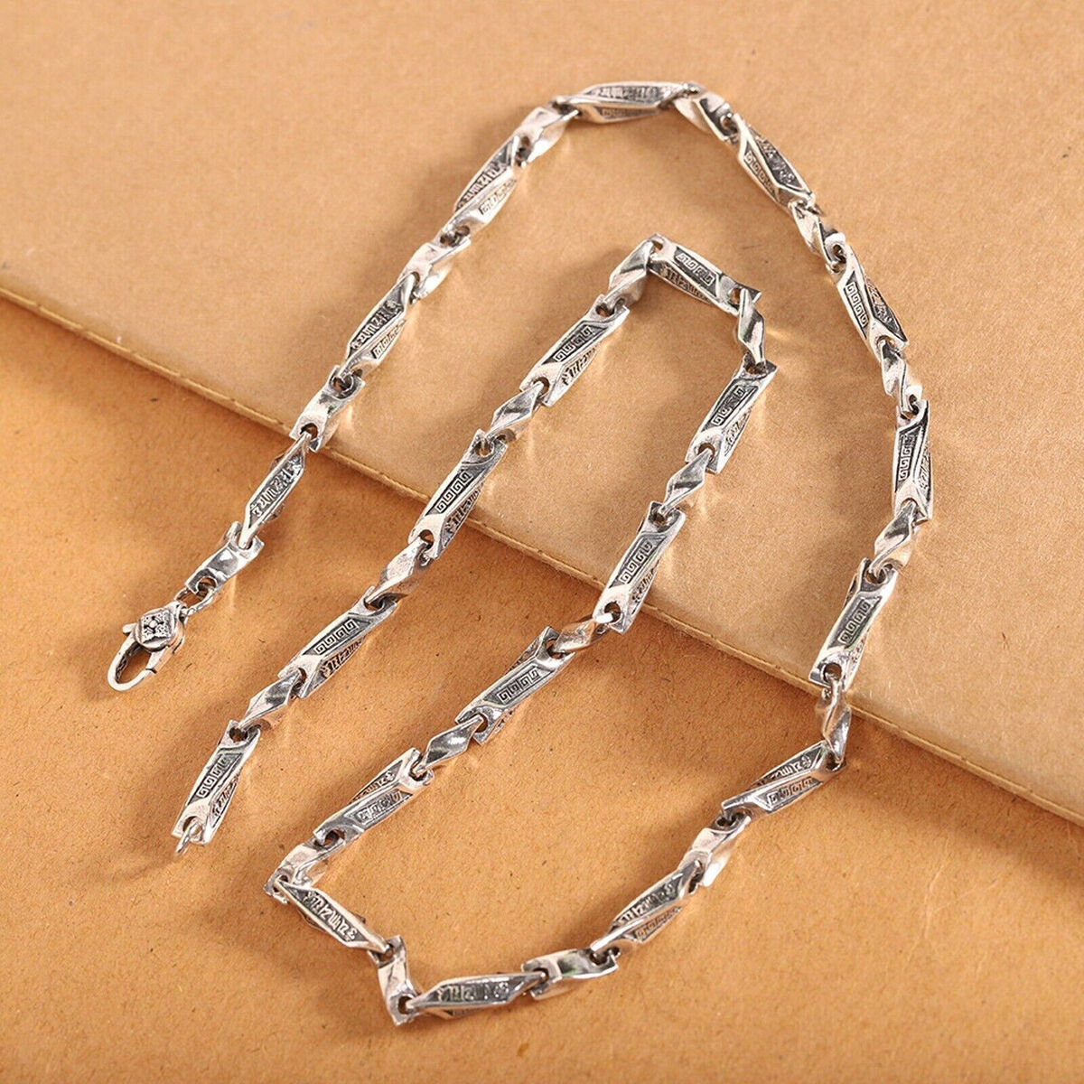 Solid 925 Sterling Silver Chain Lucky Mantra Twisted Long