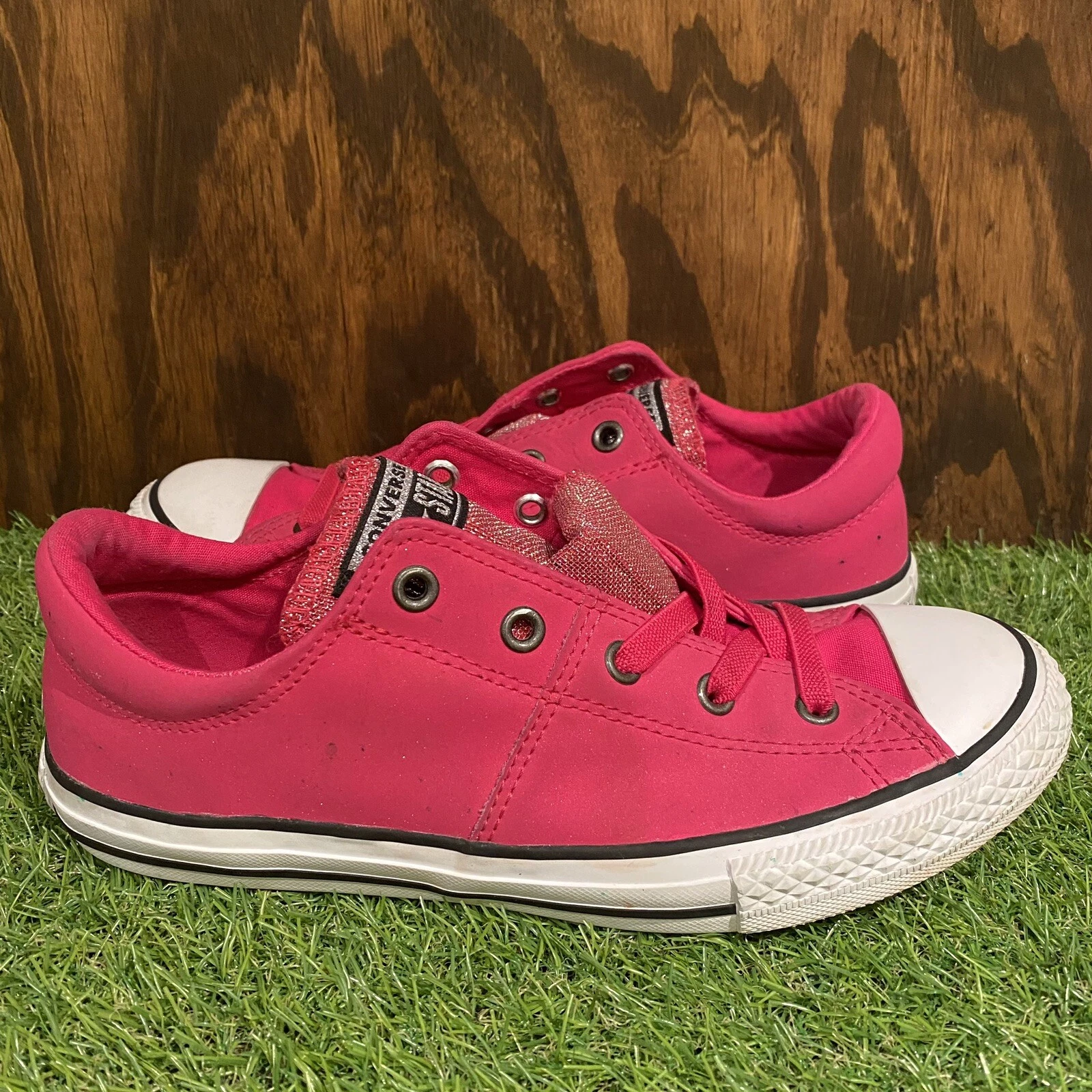 Converse Chuck Taylor All Star Maddie pelle glitter rosa basso ragazza US 4