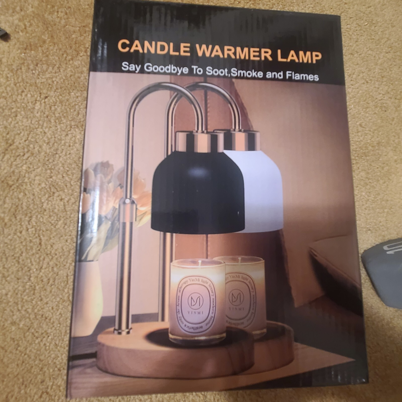 Black Glass Candle Warmer Lamp with Timer for Scented Candles-image