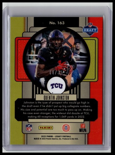 2023 Panini Legacy #163 Quentin Johnston Sapphire Premium Edition 18/35,RC - 444 - Picture 2 of 2