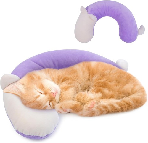 Pet Cat Pillows for Cats Dogs Ultra Soft Fluffy Pet Calming Toy U Shape Cuddler - Picture 36 of 57