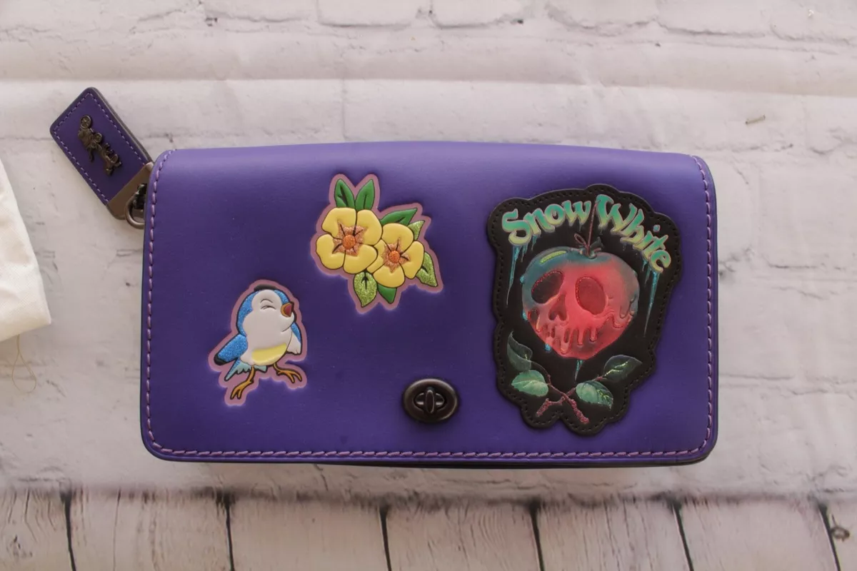 RARE Coach X Disney Dark Fairytale Snow White Purple Leather Purse NEW W BAG