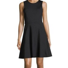 Theory Mod Panel Little Black Dress Fit Flare Sleeveless Crew Neck Back Zip S