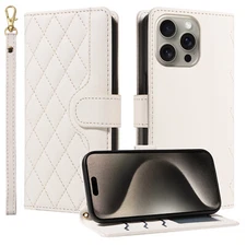 For Various Phone Leather Flip Card Wallet Case Stand Cover +Hand Strap Girl Hot