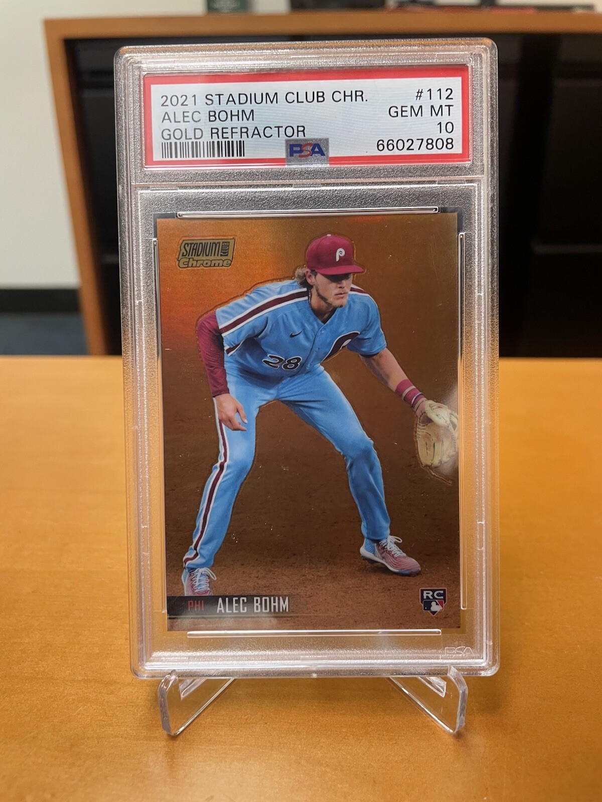Alec Bohm 2021 Topps Stadium Club Chrome Rookie Gold Refractor /50 PSA 10