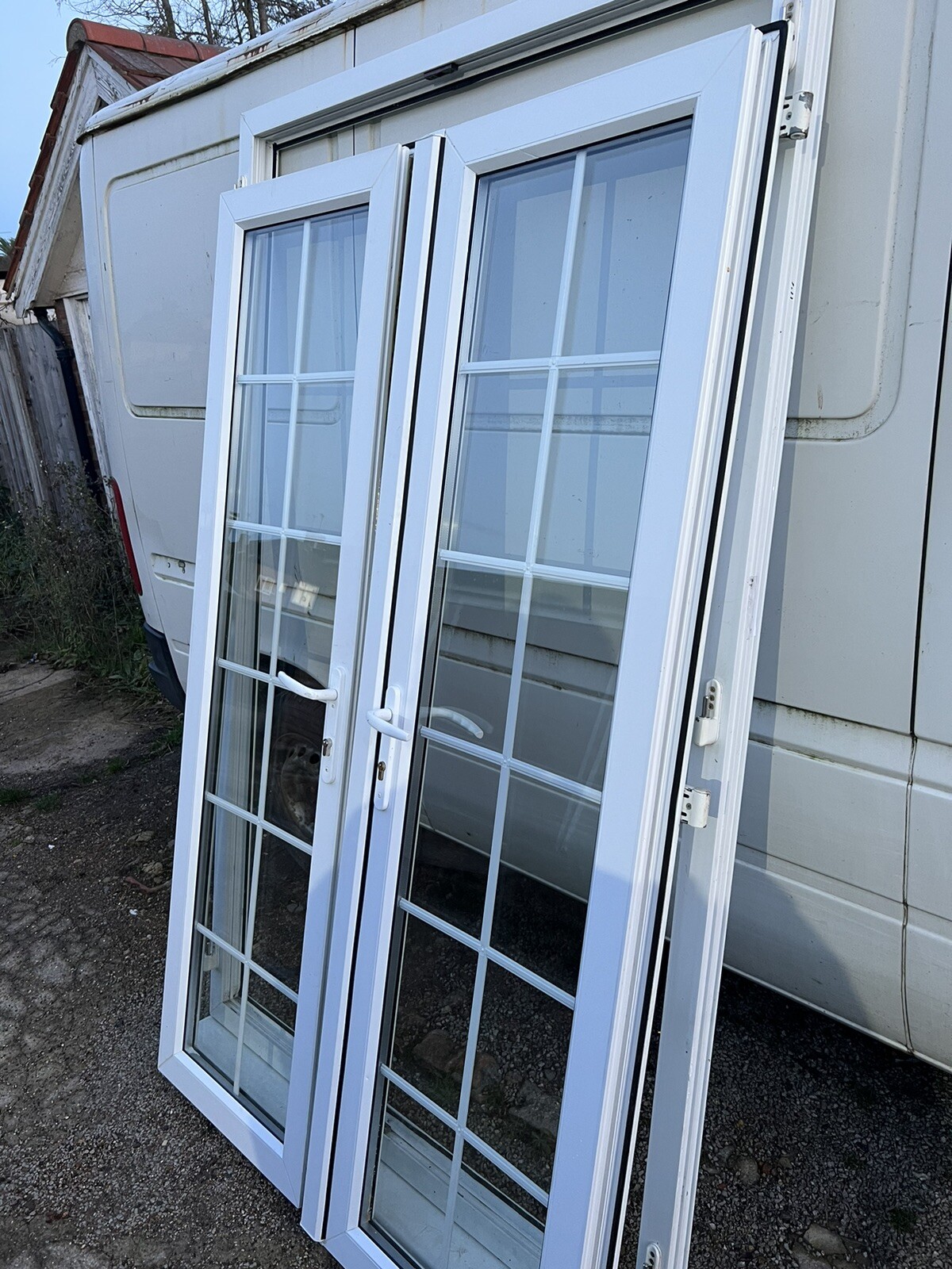 Used white UPVC French doors eBay