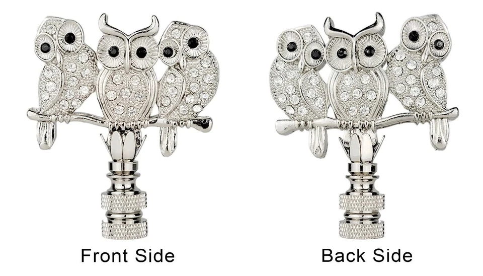 Royal Designs, Inc. Diamantes de imitación Búho Trío Acabado de doble cara para pantalla de lámpara Foto 4 de 4