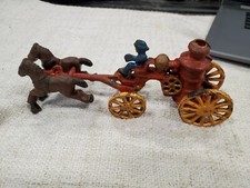 VINTAGE CAST IRON HORSE  BUGGY/Steam Coach