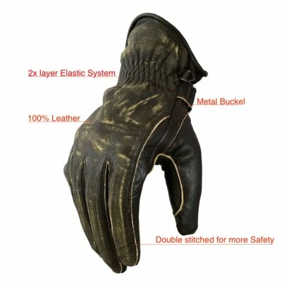 LEATHER POINT Vintag Cafe Racer Leder Handschuhe Retro Motorrad Leder Handschuhe S-3XL