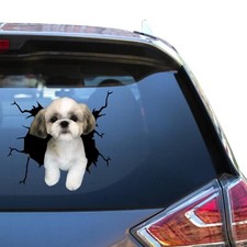 Shih Tzu Car Window Decals Shih Tzu Poodle Stickers Funny Face Cooler Suv Decals
