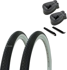 One Pair 20" X 1.75 Brick or Grooved White Wall Tires Includes 2-20" Tubes and 2