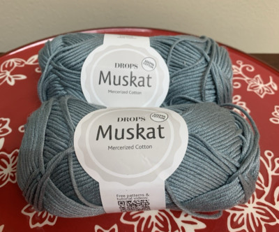 Lot of 2 Drops Muskat Mercerized Cotton Yarn Sage Green # 80 - Same Dye