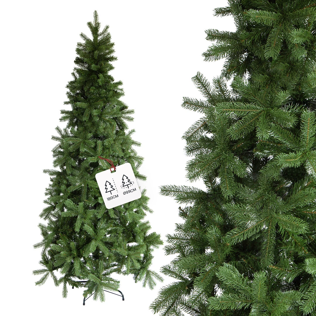 Albero Di Natale Artificiale 120 Cm Con Base, Verde E Bianco Neve, Punte In PVC E Pigne – VidaXL - 4