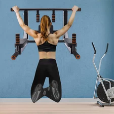 Wall Mounted Chin Up Bar Power Pull Up Home Gym Fitness Dip Station Equipment US